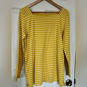 LL Bean  Striped Long Sleeve T-Shirt - Yellow and White Stripe